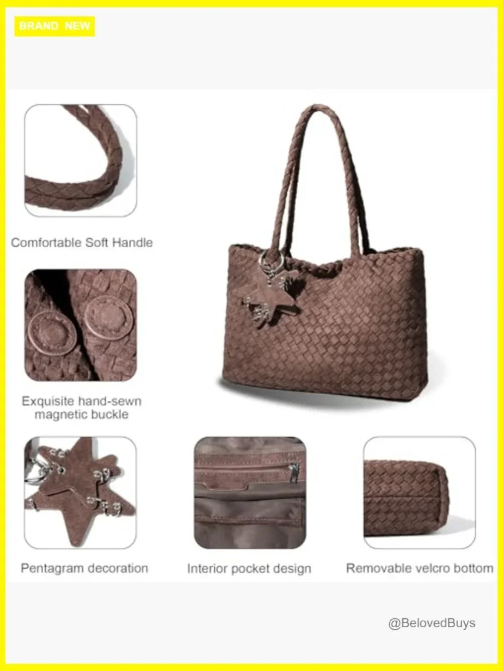Woven Tote Hobo Bag, Faux Leather Shoulder Handbag with Wallet